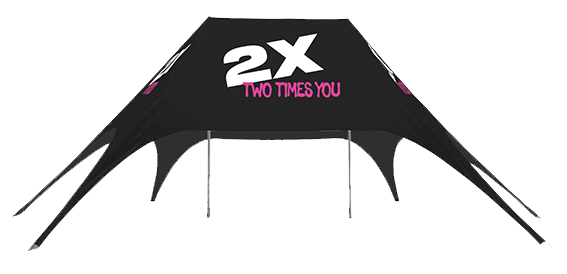 printed black double pole star shade tent
